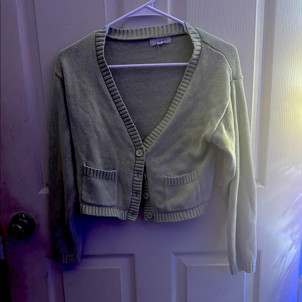 PacSun Green Cropped Cardigan Sweater